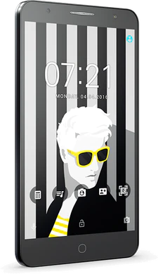 Alcatel Pop 4 Plus svart foran venstre side