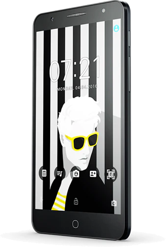 Alcatel pop4 zwart voorkant rechterzijkant