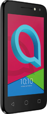 Alcatel U3 3G zwart voorkant linkerzijkant