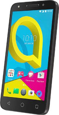 Alcatel U5 schwarz Vorderseite rechte Seite schräg