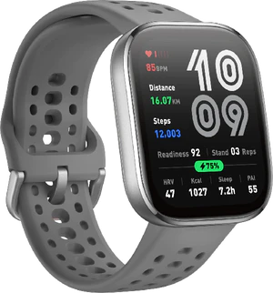 Amazfit Bip 6 grau Vorderseite linke Seite