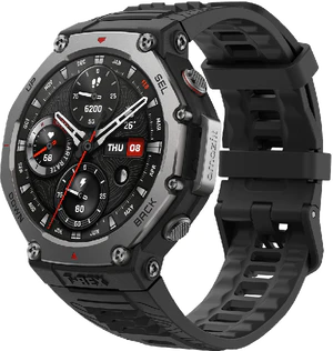 Amazfit t rex 3 zwart voorkant rechterzijkant