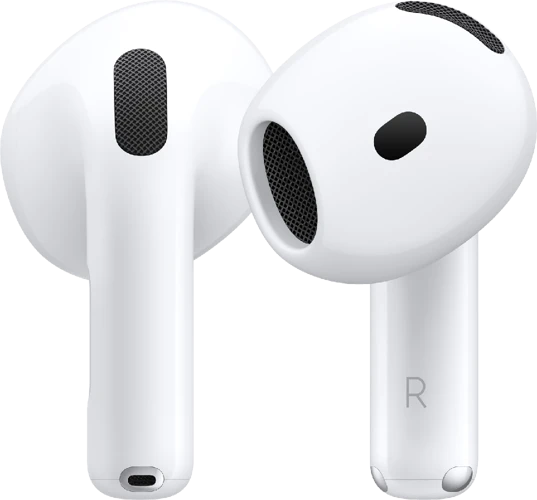 Apple AirPods 4 with active noise cancellation wit earbuds schuin
