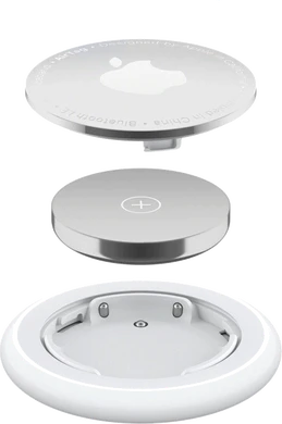 Apple AirTag hvid bagside bund Åbnet