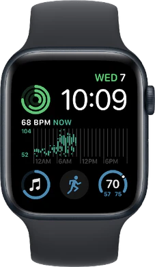 Apple Watch SE 2022 4G 44mm zwart voorkant