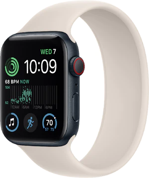 Apple Watch SE 2022 4G 44mm wit voorkant rechterzijkant