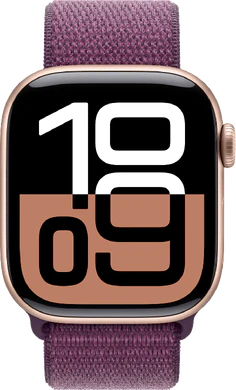 Apple Watch Series 10 42mm rose goud sport loop paars