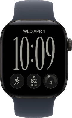 Apple Watch Series 12 42mm aluminium noir rubber band marine bleu