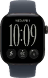 Apple Watch Series 12 42mm aluminium noir rubber band marine bleu