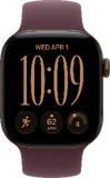 Apple Watch Series 12 42mm aluminium bronze brun rubber band rouge avant