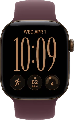 Apple Watch Series 12 42mm aluminium bronze brun rubber band rouge avant