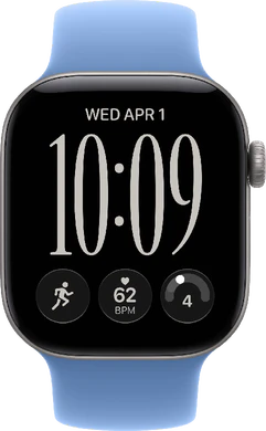 Apple Watch Series 12 42mm aluminium space gris rubber band bleu