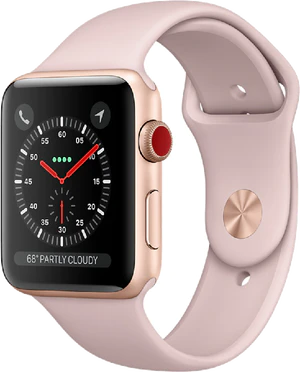 Apple watch series 3 pink goud voorkant rechterzijkant