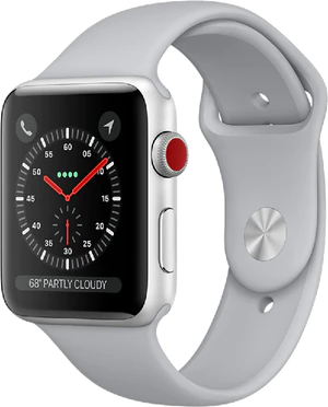 Apple watch series 3 zilver voorkant rechterzijkant