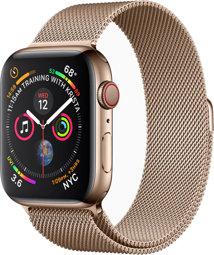 Apple watch series 4 voorkant rechterzijkant goud