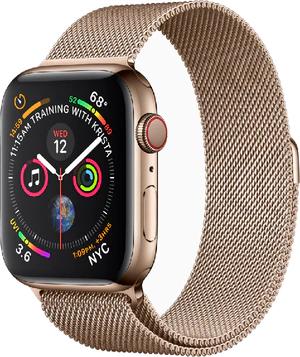 Apple watch series 4 voorkant rechterzijkant goud