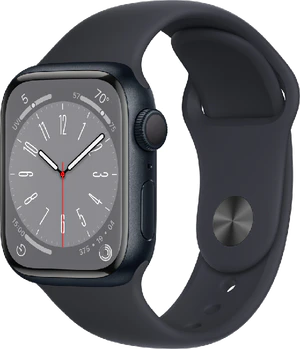 Apple Watch series 8 41m aluminium zwart voorkant rechterzijkant