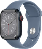 Apple Watch series 8 cellular 41mm aluminium bleu couverture à droite