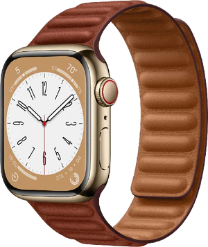 Apple Watch series 8 cellular 41mm steel brun couverture à droite leather