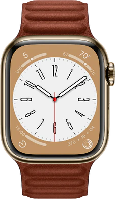 Apple Watch series 8 cellular 41mm steel or brun leather couverture