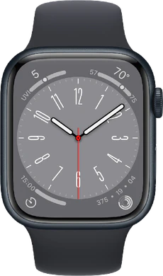 Apple Watch series 8 cellular 45mm aluminium zwart voorkant