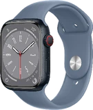 Apple Watch series 8 cellular 45mm aluminium blauw voorkant rechterzijkant