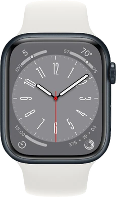 Apple Watch series 8 cellular 45mm aluminium wit voorkant