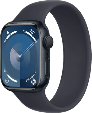 Apple Watch Series 9 41mm aluminium midnight schwarz Vorderseite rechte Seite
