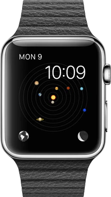 Apple Watch stainless zwart leather