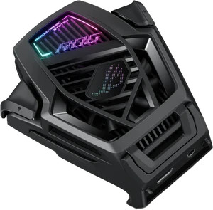 Asus AeroActive Cooler X zwart achterkant schuin