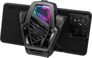 Asus AeroActive Cooler X zwart achterkant with phone schuin 2