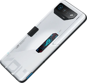 Asus ROG Phone 7 Ultimate wit achterkant linkerzijkant schuin