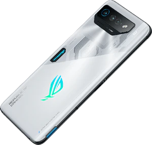 Asus ROG Phone 7 wit achterkant linkerzijkant schuin