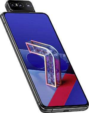 Asus Zenfone 7 svart front vänster sida botten Öppnad