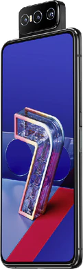 Asus Zenfone 7 svart front höger sida Öppnad