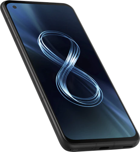 Asus Zenfone 8 zwart voorkant linkerzijkant onderkant