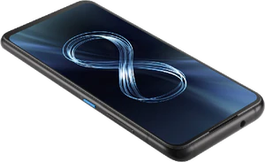 Asus Zenfone 8 zwart voorkant linkerzijkant onderkant schuin