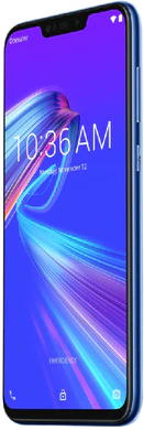 Asus ZenFone max m2 blå foran høyre side