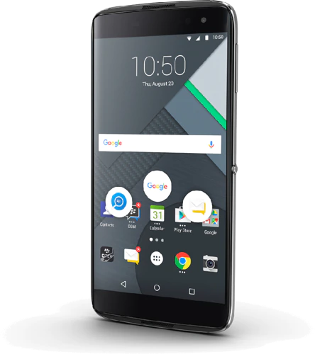 BlackBerry DTEK60 black voorkant rechterzijkant schuin