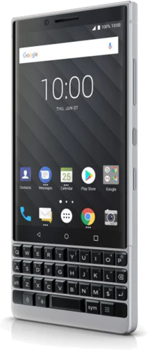 BlackBerry KEY2 plata tapa delantera lado derecho