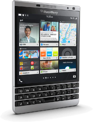 BlackBerry Passport Silver Edition linkerzijkant schuin
