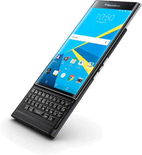 BlackBerry Priv voorkant rechterzijkant schuin geopend