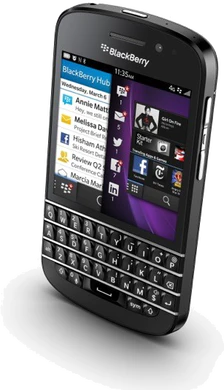 BlackBerry Q10 black bovenkant schuin