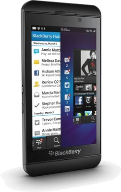 BlackBerry Z10 black eng gen côté aslant côté gauche