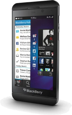 BlackBerry Z10 black eng gen côté aslant à droite