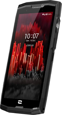 Crosscall Core X5 musta etupuolella oikea puoli vino