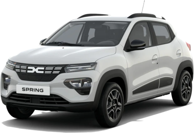 Dacia Spring wit voorkant rechterzijkant