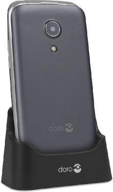 Doro 2414 grijs voorkant linkerzijkant cradle
