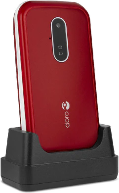 Doro 6620 rood cradle voorkant linkerzijkant gesloten