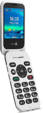 Doro 6821 sort hvid front venstre side Åbnet